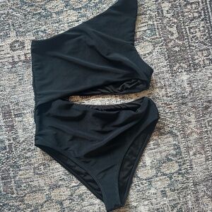 Beach Riot Black One-Shoulder Swim One Piece